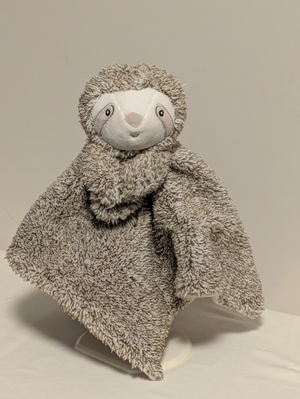 Carters 2020 Gray Fluffy Sloth Security Blanket Nunu Lovey Baby  14" x 15"
